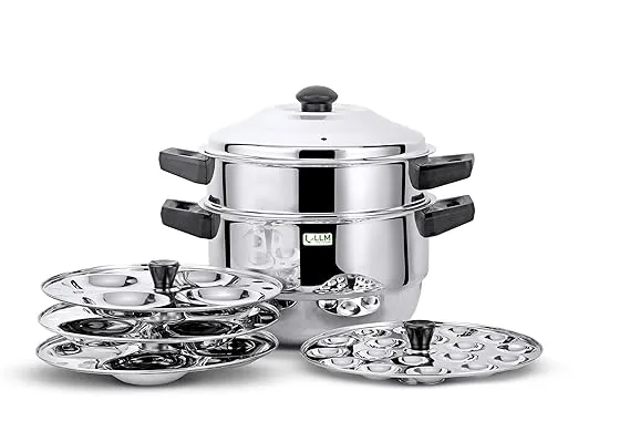 LLM Multi Purpose Steamer 2 Litre Induction & Standard Idli Maker Stainless Steel (4 Plates, 30 Idlis)
